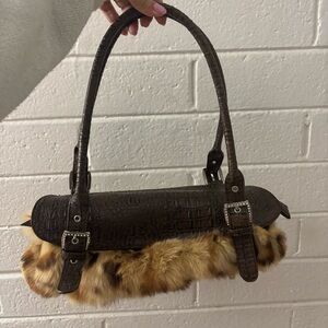 Faux fur shoulder bag